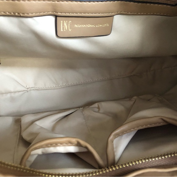 INC International Concepts KJ Wedge Hobo Shoulder Bag, Snake Trim Camel, NWT - Picture 5 of 7